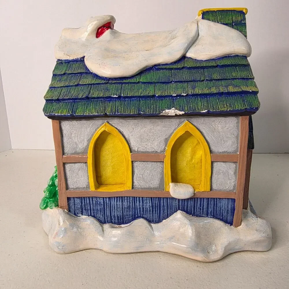 Vintage Hand Painted Ceramic Christmas Church Holiday Village Decor
